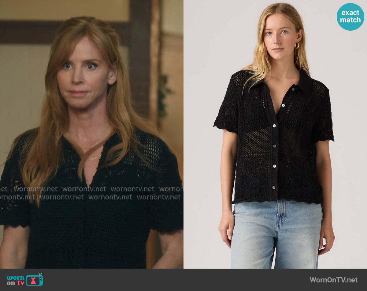 Levis Susanna Floral Crochet Shirt worn by Katherine Walter (Sarah Rafferty) on My Life with the Walter Boys Levis Susanna Floral Crochet Shirt worn by Katherine Walter (Sarah Rafferty) on My Life with the Walter Boys