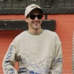 Liam's white and blue car graphic sweatshirt on Next Gen NYC