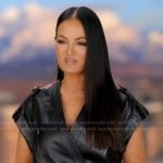 Lisa’s black leather confessional dress on The Real Housewives Ultimate Girls Trip Lisa’s black leather confessional dress on The Real Housewives Ultimate Girls Trip