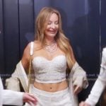 Lital’s white beaded cropped top on The Real Housewives Ultimate Girls Trip Lital’s white beaded cropped top on The Real Housewives Ultimate Girls Trip