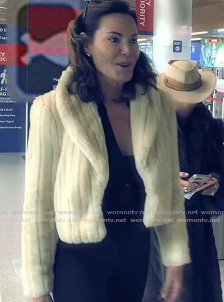 Luann’s beige fur jacket on The Real Housewives Ultimate Girls Trip Luann’s beige fur jacket on The Real Housewives Ultimate Girls Trip