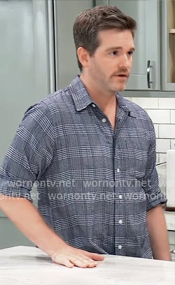 Lucas’s blue plaid shirt on General Hospital Lucas’s blue plaid shirt on General Hospital