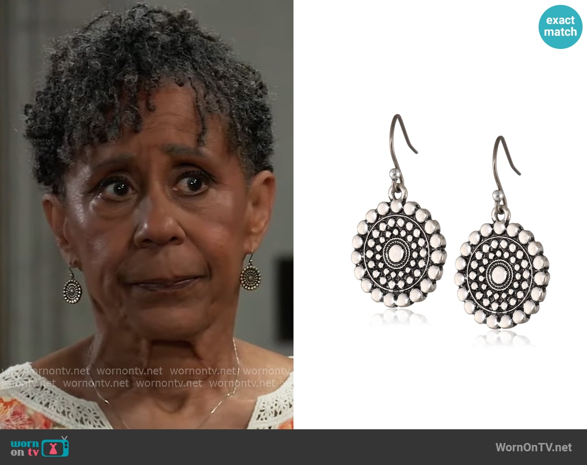 Lucky Brand Blue Moon Tribal Drop Earrings worn by Stella Henry (Vernee Watson) on General Hospital