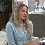 Lulu’s blue striped button down shirt on General Hospital Lulu’s blue striped button down shirt on General Hospital