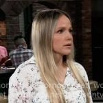 Lulu’s white floral button down shirt on General Hospital Lulu’s white floral button down shirt on General Hospital