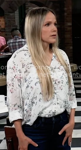 Lulu's white floral button down shirt on General Hospital Lulu's white floral button down shirt on General Hospital