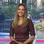 Madelyn Cline’s burgundy polka dot top and skirt on Today