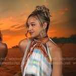 Madison Bailey’s striped halter top and skirt on Extra Madison Bailey’s striped halter top and skirt on Extra