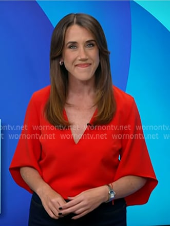 Maggie’s red v-neck top on Today Maggie’s red v-neck top on Today