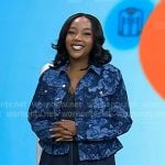 Makho’s blue floral denim jacket and dress on Today Makho’s blue floral denim jacket and dress on Today