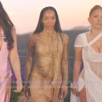 Malika’s printed sheer maxi dress on The Girls A Khloe Kardashian Project
