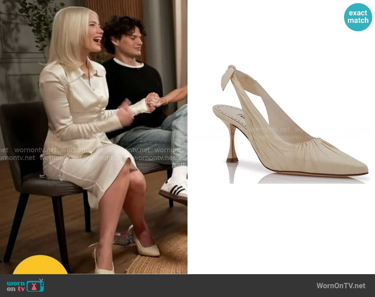 Manolo Blahnik MPelagalo Slingback Pumps worn by Hayes Warner on Good Morning America Manolo Blahnik MPelagalo Slingback Pumps worn by Hayes Warner on Good Morning America
