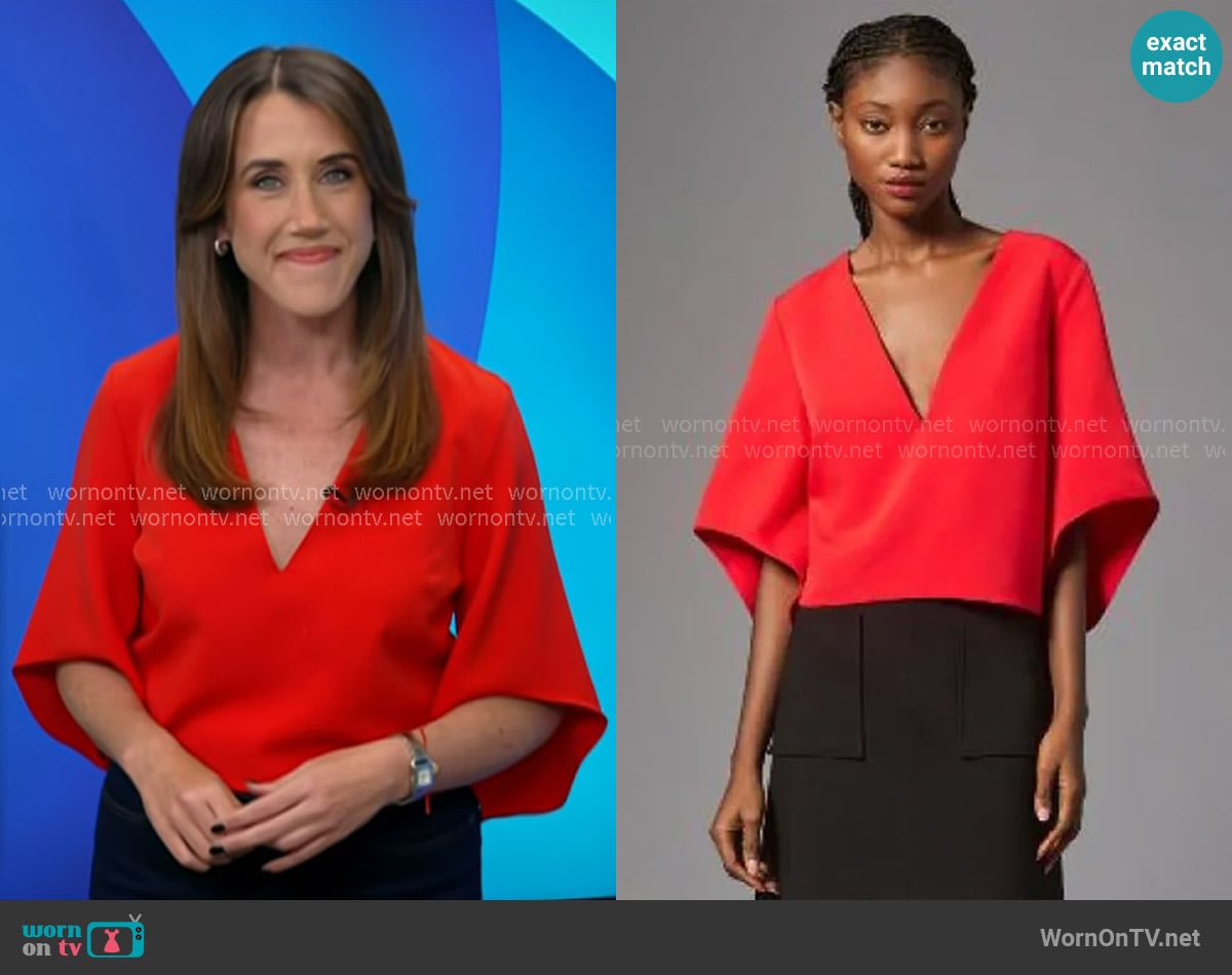 Mare Mare x Anthropologie The Veronica Cape Blouse worn by Maggie Vespa on Today Mare Mare x Anthropologie The Veronica Cape Blouse worn by Maggie Vespa on Today