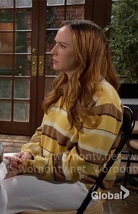 Mariah’s yellow stripe rugby sweater on The Young and the Restless