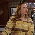 Mariah’s yellow stripe rugby sweater on The Young and the Restless