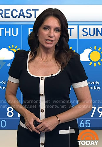 Maria’s black contrast trim button dress on Today Maria’s black contrast trim button dress on Today