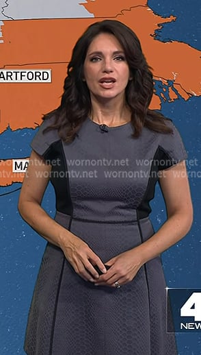 Maria's grey colorblock flare dress on Today