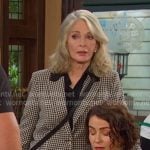 Marlena’s black check long blazer on Days of our Lives Marlena’s black check long blazer on Days of our Lives