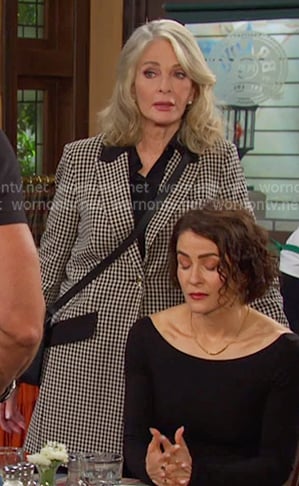 Marlena's black check long blazer on Days of our Lives Marlena's black check long blazer on Days of our Lives