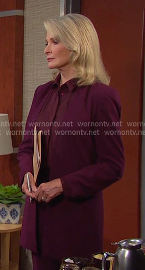 Marlena's purple open jacket and pants on Days of our Lives