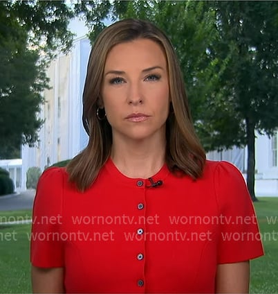 Mary’s red short sleeve knit jacket on Good Morning America Mary’s red short sleeve knit jacket on Good Morning America