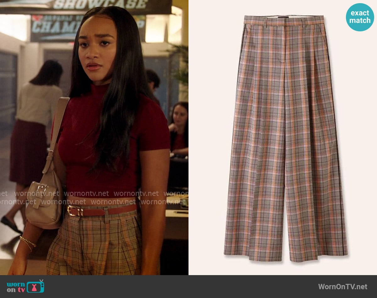 Me+Em Natural Multi Check Pleat Front Man Pant worn by Tori (Lauryn Hardy) on All American