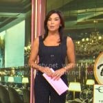 Meg Oliver’s navy pinstripe top and pants set on CBS Mornings Meg Oliver’s navy pinstripe top and pants set on CBS Mornings