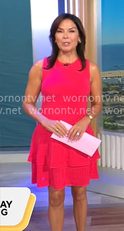 Meg Oliver’s pink tiered skirt dress on CBS Mornings