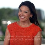Meg Oliver’s red textured knit top on CBS Mornings