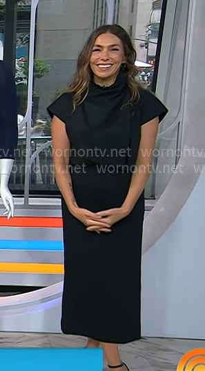 Melissa’s black draped top and pencil skirt on Today