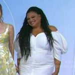 Michelle Buteau’s white off-shoulder dress on Today