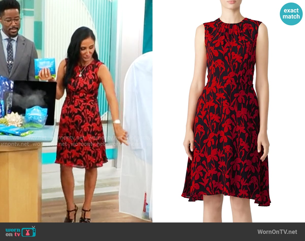 Milly Anna Dress in Iris Print worn by Elizabeth Werner on CBS Mornings Milly Anna Dress in Iris Print worn by Elizabeth Werner on CBS Mornings