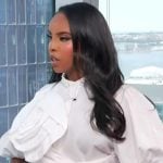 Mona’s white floral applique top on Extra