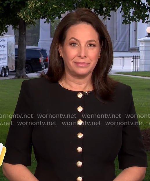 Nancy Cordes’ black jacket with gold buttons on CBS Mornings Nancy Cordes’ black jacket with gold buttons on CBS Mornings