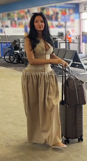 Natalie’s beige button up maxi dress on The Girls A Khloe Kardashian Project Natalie’s beige button up maxi dress on The Girls A Khloe Kardashian Project