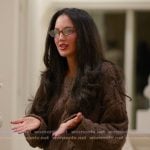 Natalie’s brown cable knit sweater on The Girls A Khloe Kardashian Project