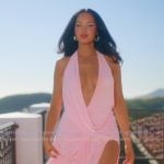 Natalie’s pink drape dress on The Girls A Khloe Kardashian Project Natalie’s pink drape dress on The Girls A Khloe Kardashian Project