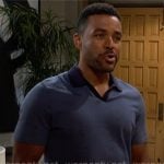 Nate’s blue diagonal stripe polo shirt on The Young and the Restless Nate’s blue diagonal stripe polo shirt on The Young and the Restless
