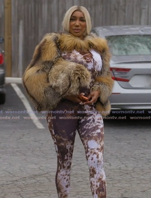 Nene Leakes's printed jumpsuit on The Real Housewives Ultimate Girls Trip