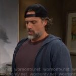 Nick’s navy blue zip hoodie on The Young and the Restless Nick’s navy blue zip hoodie on The Young and the Restless