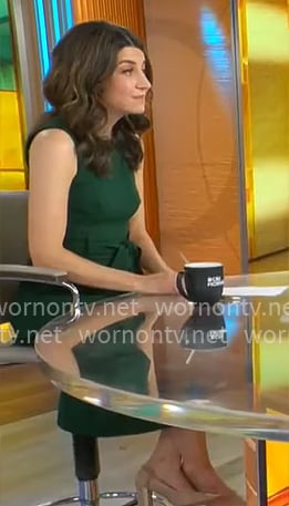 Nicole Sganga’s dark green sleeveless dress on CBS Mornings Nicole Sganga’s dark green sleeveless dress on CBS Mornings