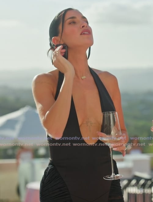 Nicole’s black plunging dress on The Girls A Khloe Kardashian Project Nicole’s black plunging dress on The Girls A Khloe Kardashian Project