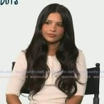 Nikki Rodriguez’s white mini skirt and top on Access Hollywood Nikki Rodriguez’s white mini skirt and top on Access Hollywood