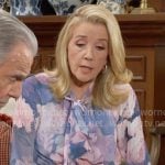 Nikki's blue and pink floral blouse on The Young and the Restless Nikki's blue and pink floral blouse on The Young and the Restless