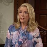 Nikki’s blue and pink floral blouse on The Young and the Restless Nikki’s blue and pink floral blouse on The Young and the Restless