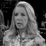 Nikki’s vine print button down blouse on The Young and the Restless