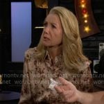 Nikki’s vine print button down blouse on The Young and the Restless Nikki’s vine print button down blouse on The Young and the Restless