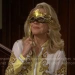 Nikki’s yellow printed shirt and skirt set on The Young and the Restless