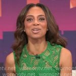 Nischelle Turner’s green lace midi dress on CBS Mornings Nischelle Turner’s green lace midi dress on CBS Mornings