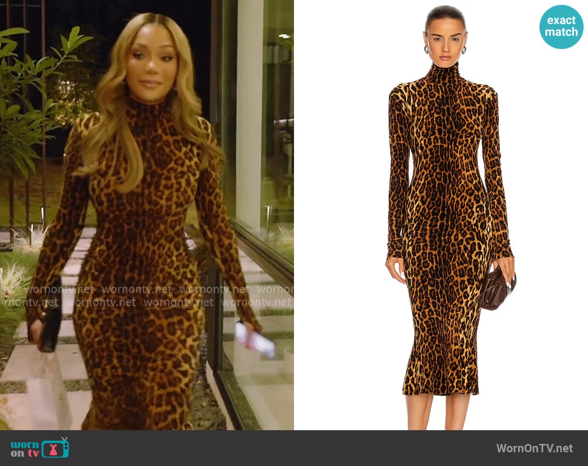 Norma Kamali Long Sleeve Turtleneck Fishtail Dress worn by Angela Oakley on The Real Housewives of Atlanta Norma Kamali Long Sleeve Turtleneck Fishtail Dress worn by Angela Oakley on The Real Housewives of Atlanta